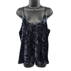 Sequin Velvet Cami Top Women Size M Sparkle Nigh Out Glam Holiday Y2K Occasion